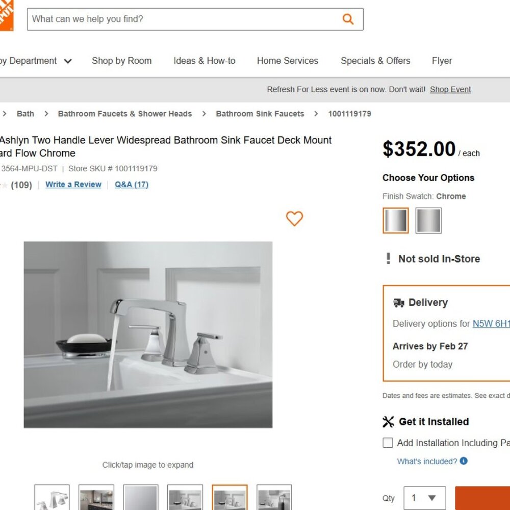 Brand New, Sealed Delta Chrome Bathroom Faucet For Sale